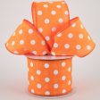 2.5  Stiff Linen Polka Dot Ribbon: Orange (10 Yards) Online Hot Sale