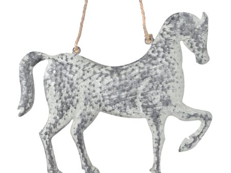 10  Metal Horse Ornament: Distressed Gray Hot on Sale