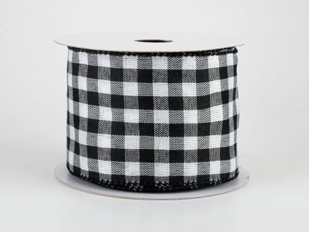 2.5  Woven Buffalo Plaid Ribbon: Black & White (10 Yards) Hot on Sale