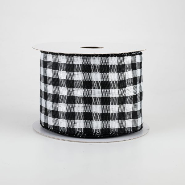 2.5  Woven Buffalo Plaid Ribbon: Black & White (10 Yards) Hot on Sale