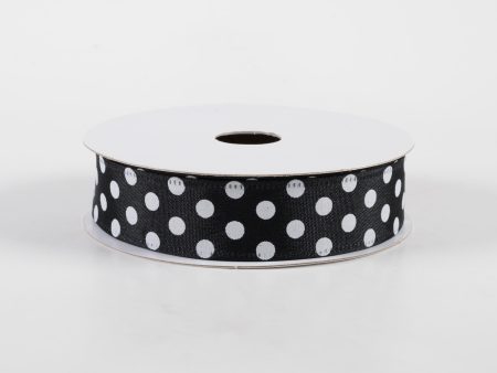 7 8  Dots Satin Ribbon: Black & White (10 Yards) Supply