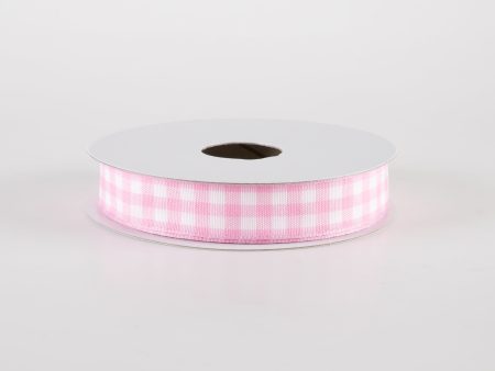 5 8  Classic Check Ribbon: Pink & White (10 Yards) For Cheap