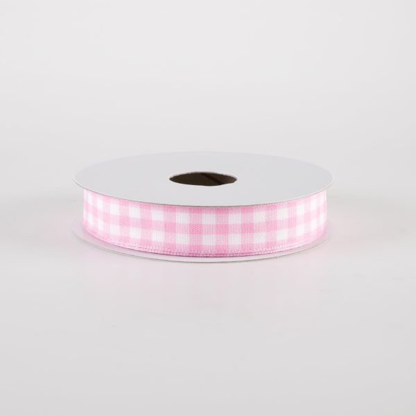 5 8  Classic Check Ribbon: Pink & White (10 Yards) For Cheap